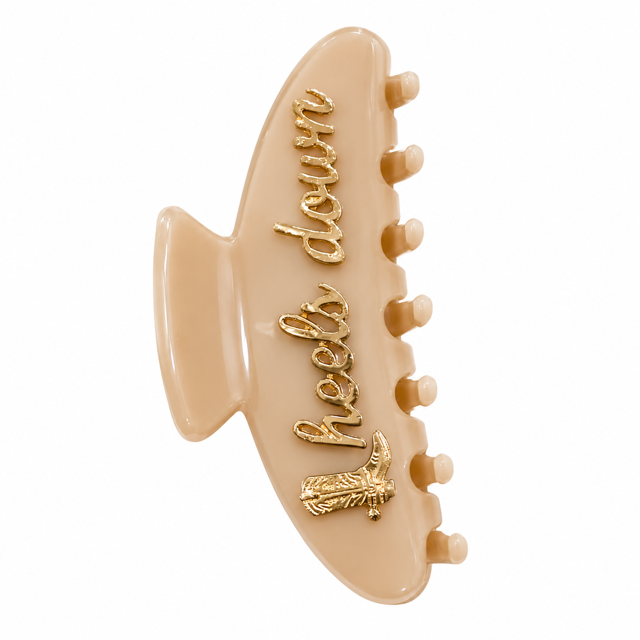Signature Claw Clip, Beige "Heels Down"
