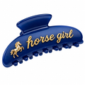 Signature Claw Clip, Navy "Heart Horses"