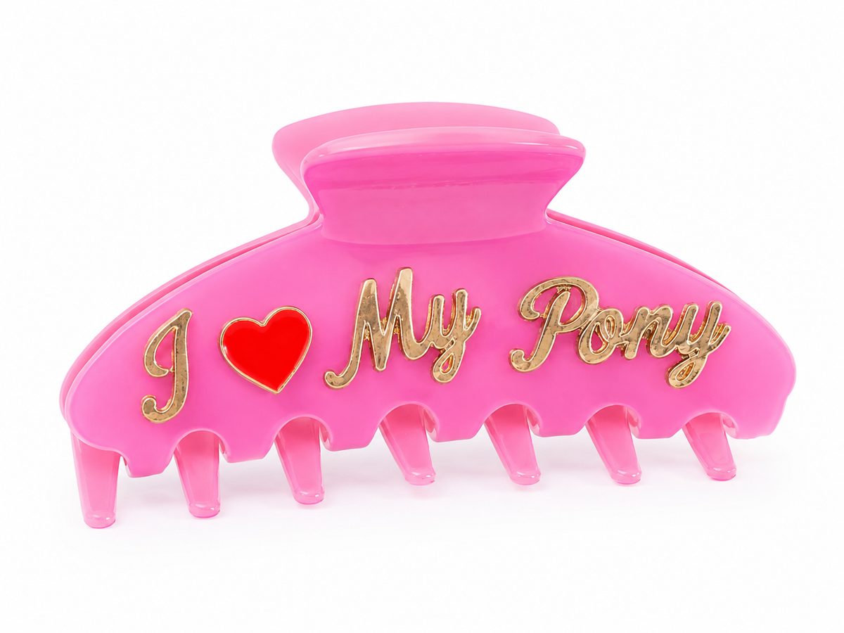 Signature Claw Clip, Pink "Heart My Pony"