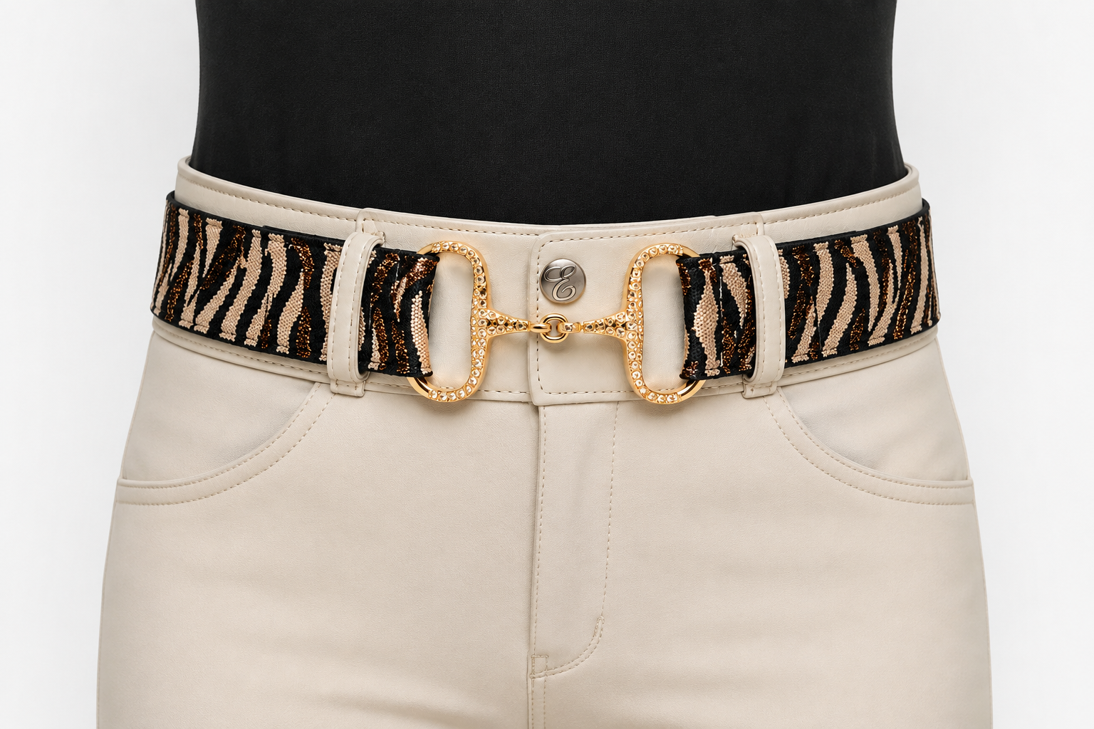 Signature Sparkle Bit Belt - Thin Gold Buckle with Gold Rhinestones